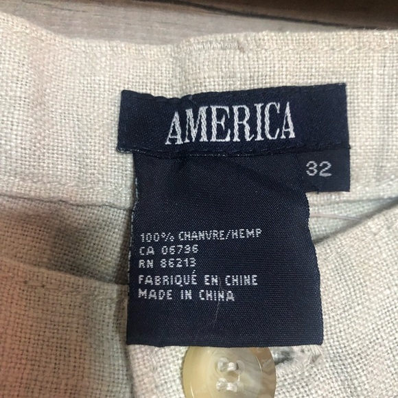 America Straight Leg Hemp Pants Size 32 - Picture 3 of 7